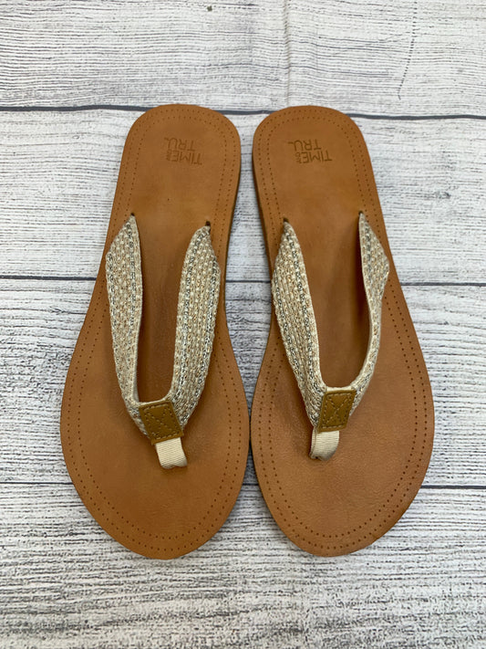 Gold Sandals Flats Time And Tru, Size 8