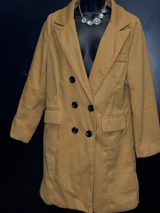 Coat Trench Coat By Cmf In Beige, Size: L