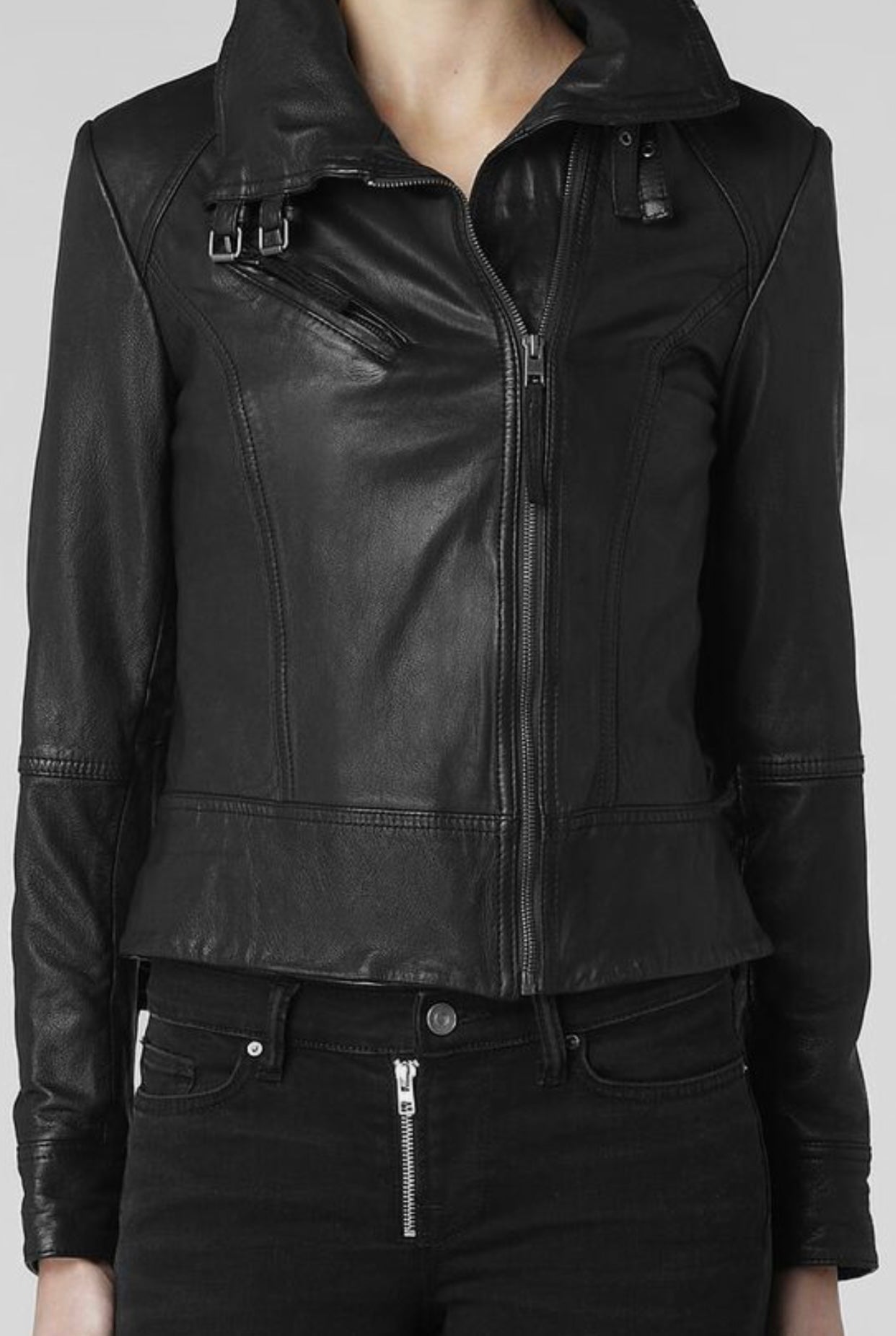 Jacket Leather By All Saints In Black, Size: 4