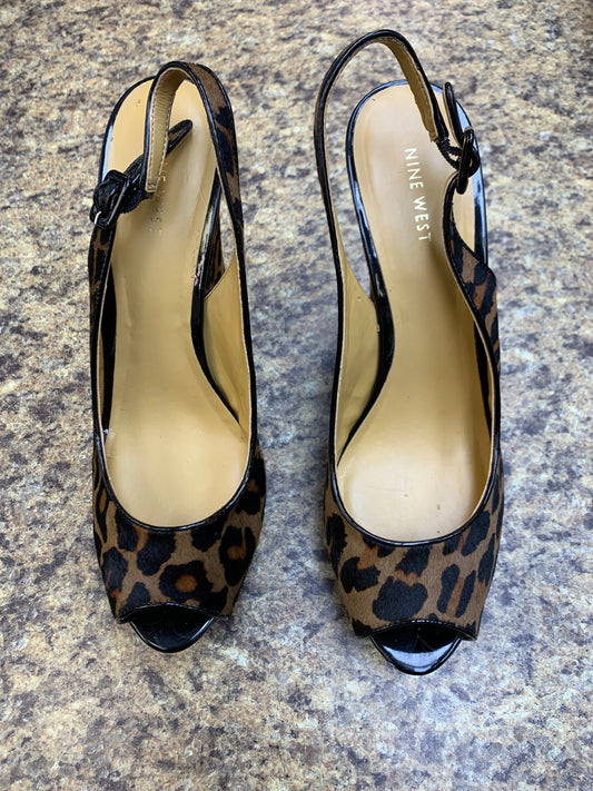 Shoes Heels Wedge By Nine West In Animal Print, Size: 10.5