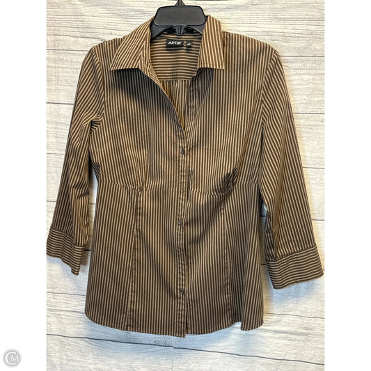 Top Long Sleeve By Apt 9 In Brown & Cream, Size: L