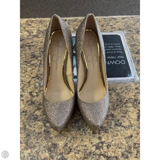 Sandals Heels Stiletto By Jessica Simpson In Gold, Size: 8