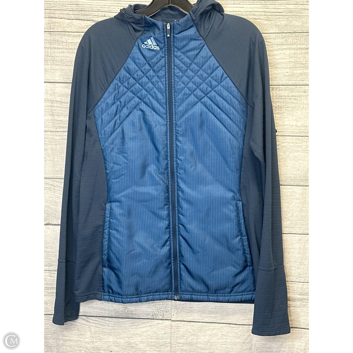Jacket Windbreaker By Adidas In Blue, Size: L