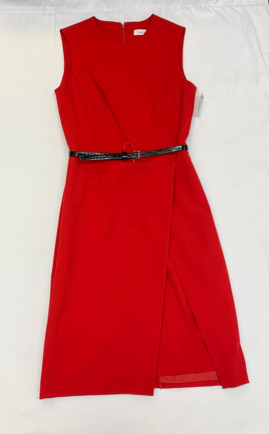 Dress Casual Midi By Calvin Klein In Red, Size: 2