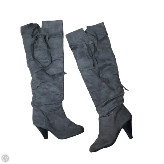Boots Knee Flats By Charlotte Russe In Grey, Size: 7