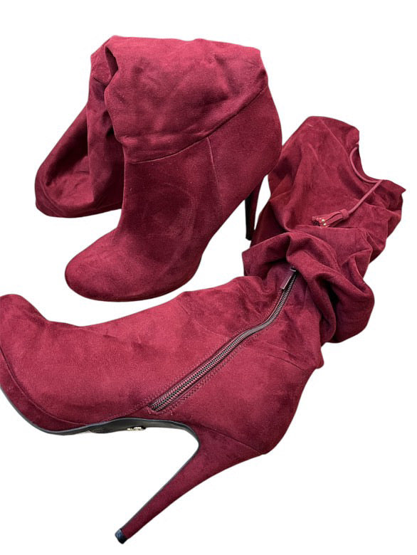 Boots Knee Heels By Thalia Sodi In Red, Size: 9