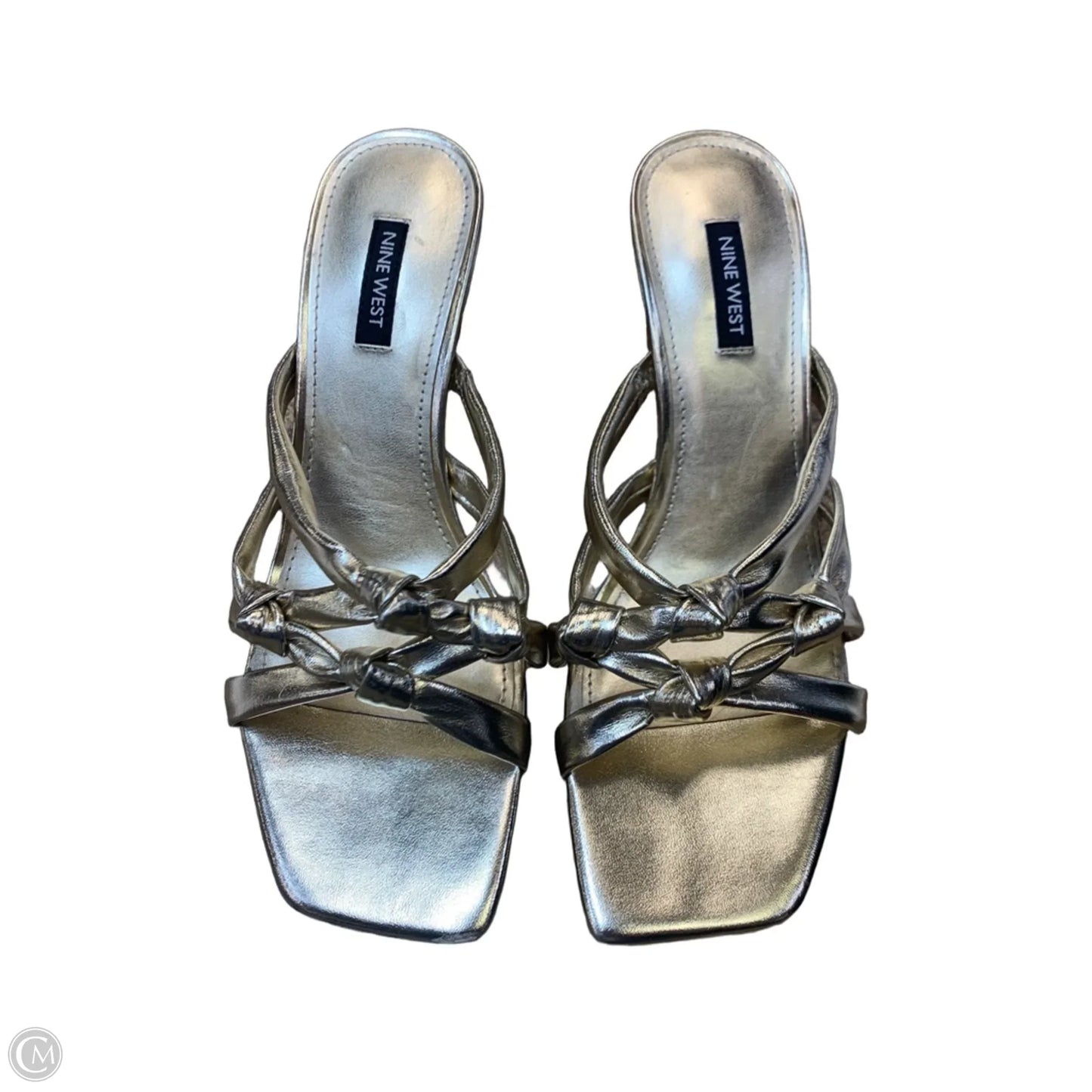 Sandals Heels Kitten By Nine West In Gold, Size: 9.5