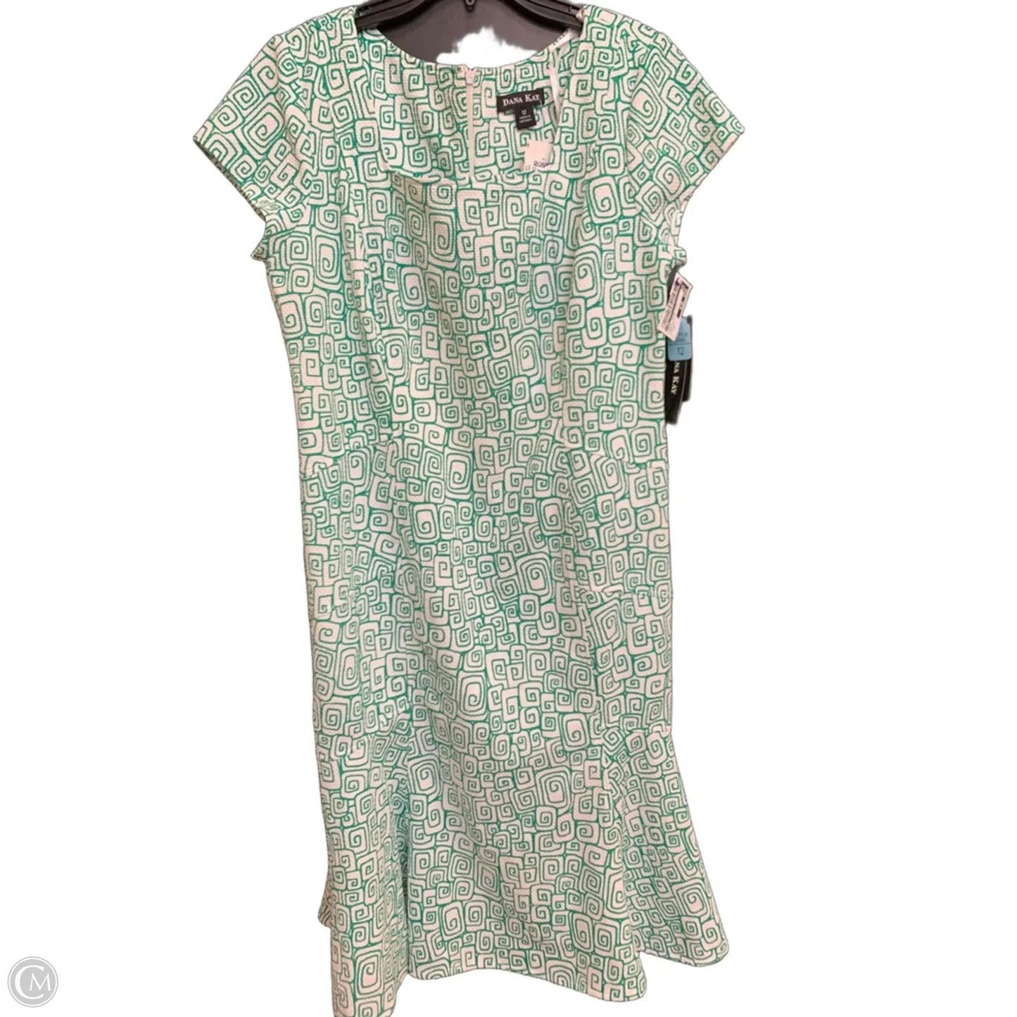 Dress Casual Midi By Cmf In Green & White, Size: 12