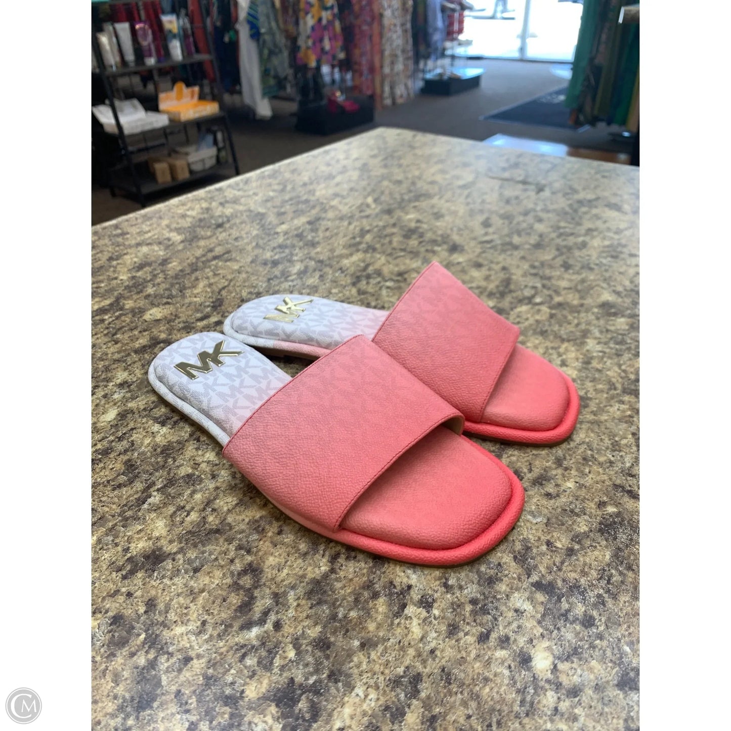 Sandals Flats By Michael By Michael Kors In Pink & White, Size: 7