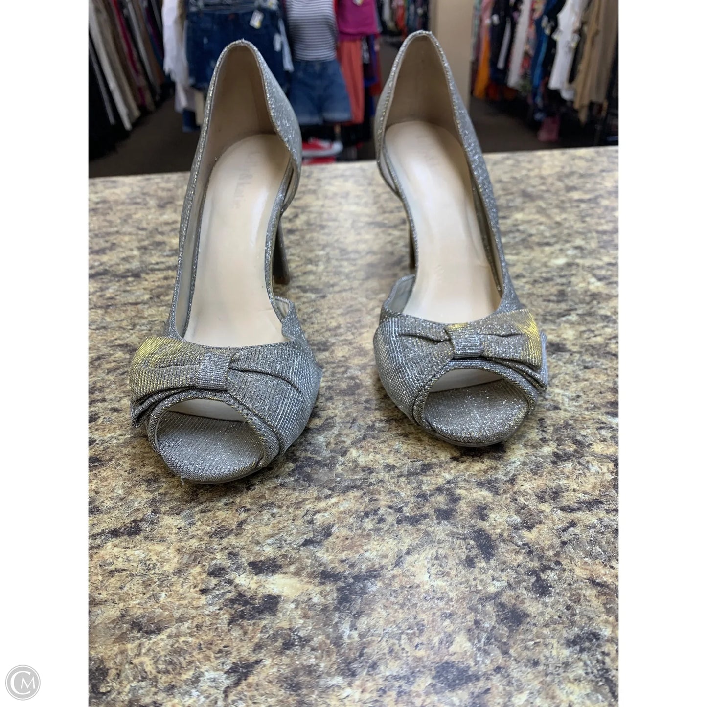 Shoes Heels Stiletto By Kelly And Katie In Silver, Size: 8.5