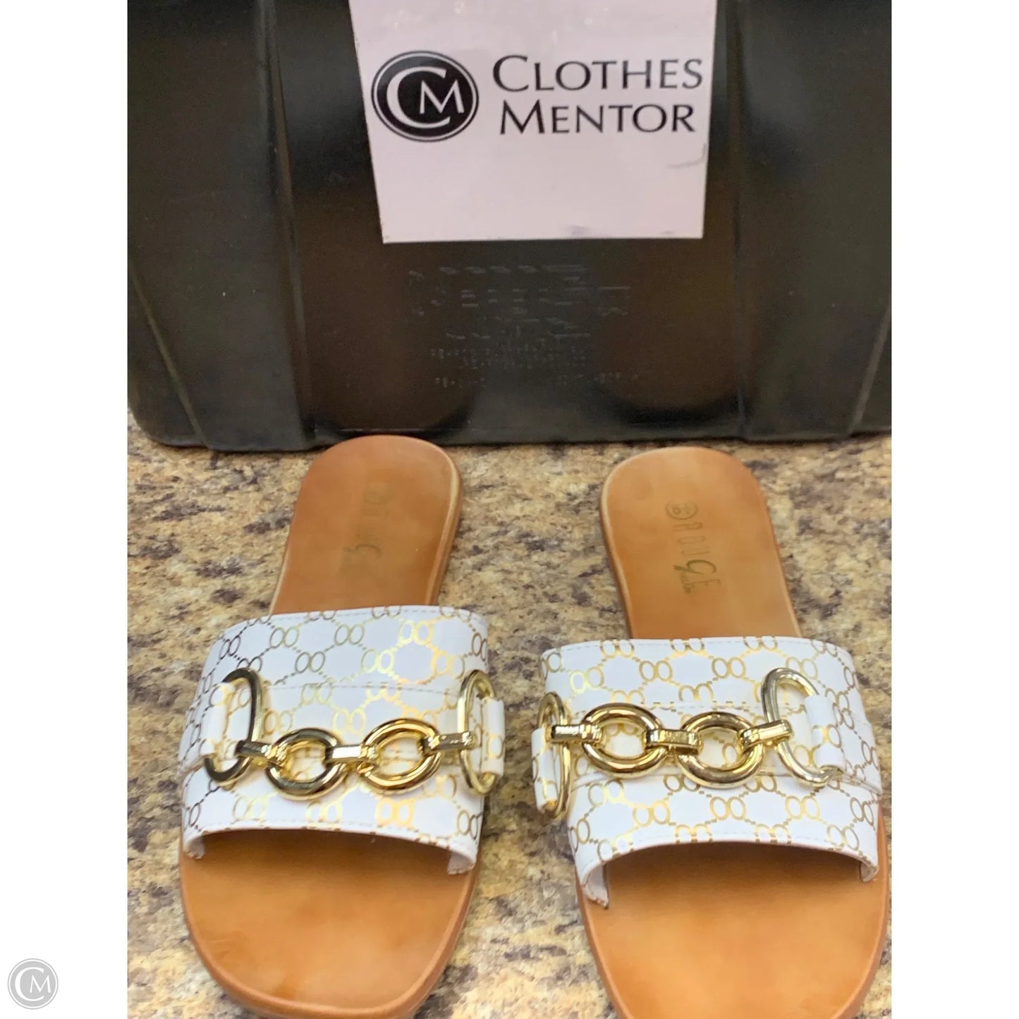 Shoes Flats By Rouge In Gold & White, Size: 8.5