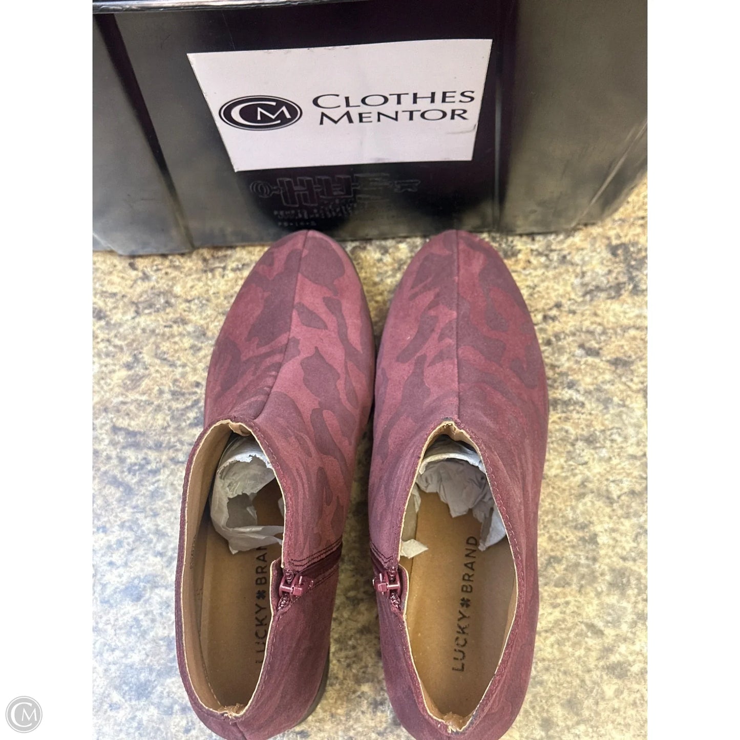 Boots Ankle Flats By Lucky Brand In Maroon, Size: 8.5