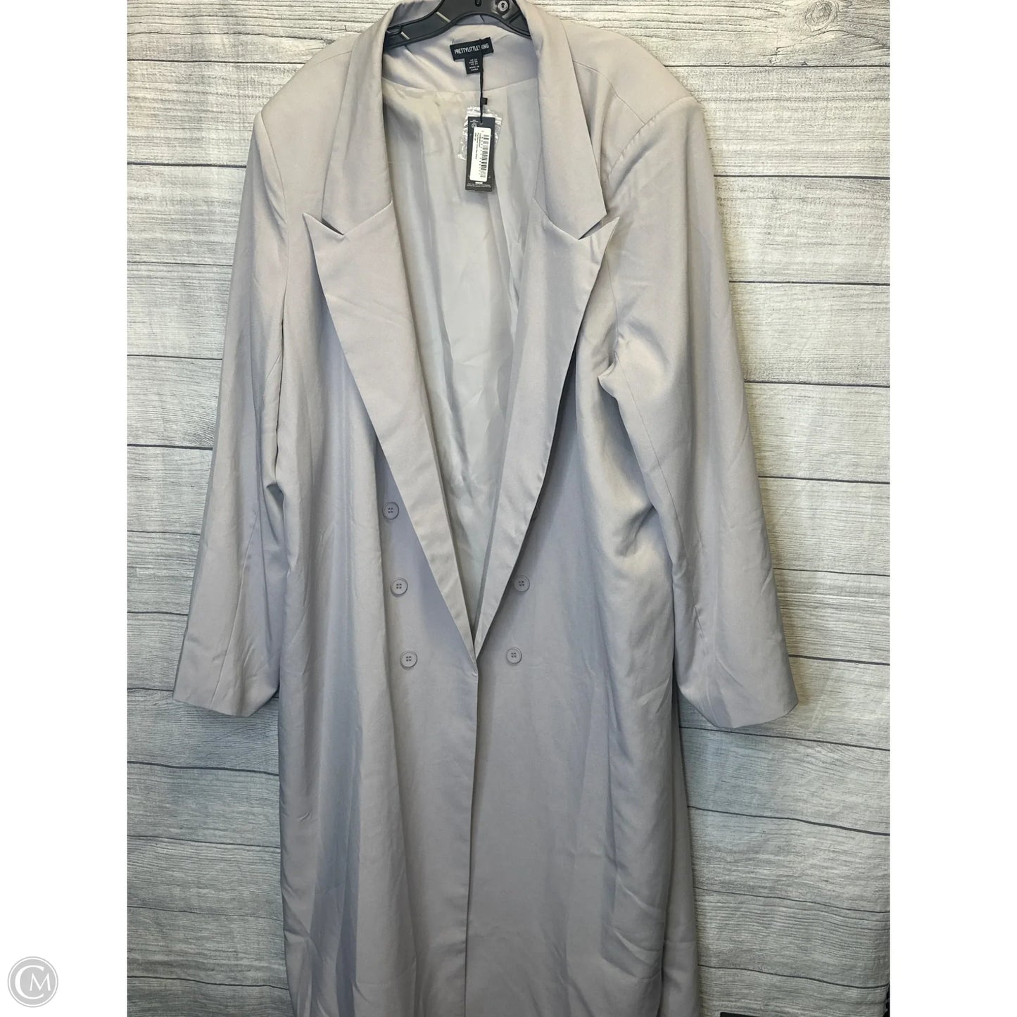 Coat Trench Coat By Pretty Little Thing In Grey, Size: 22