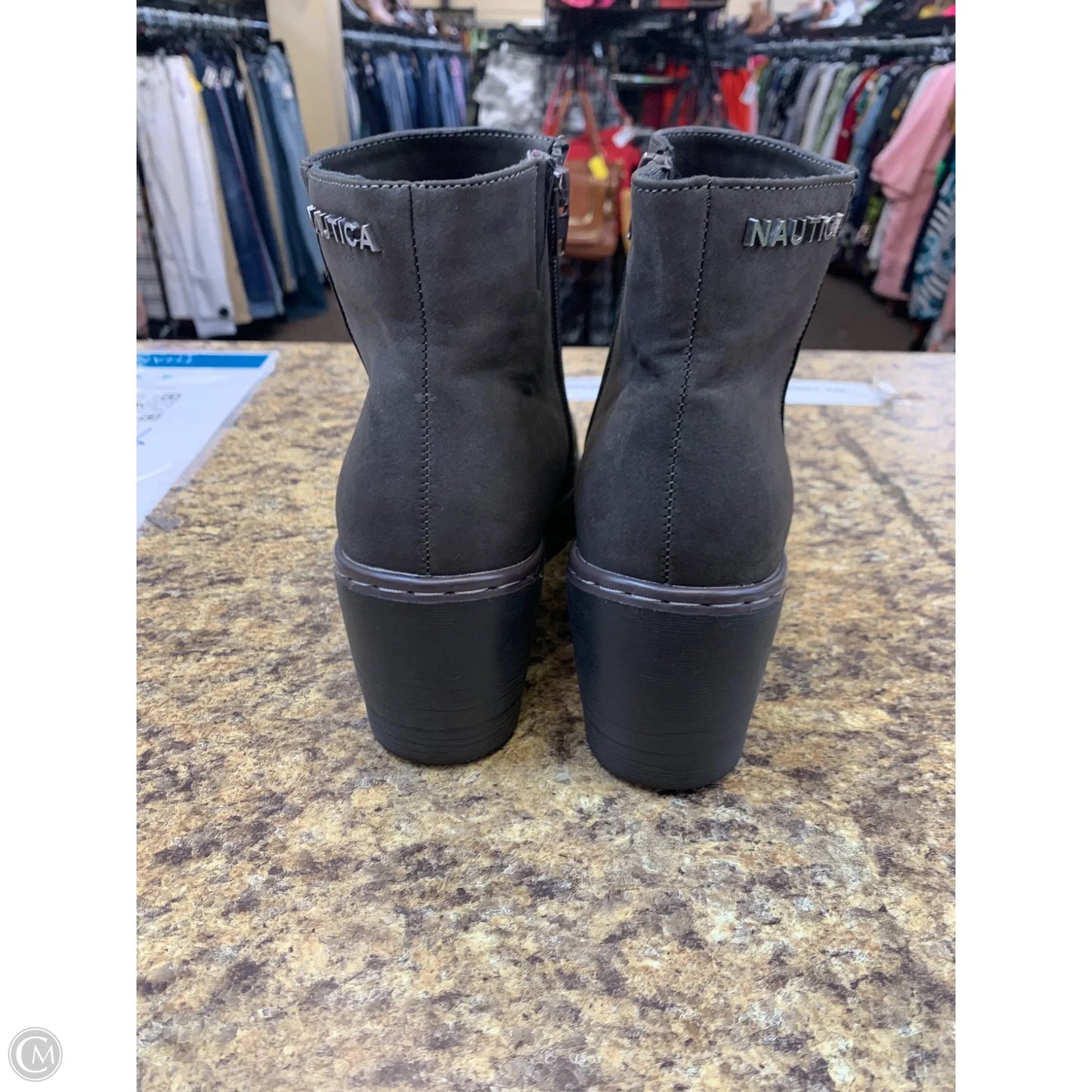 Boots Ankle Heels By Nautica In Grey, Size: 8.5