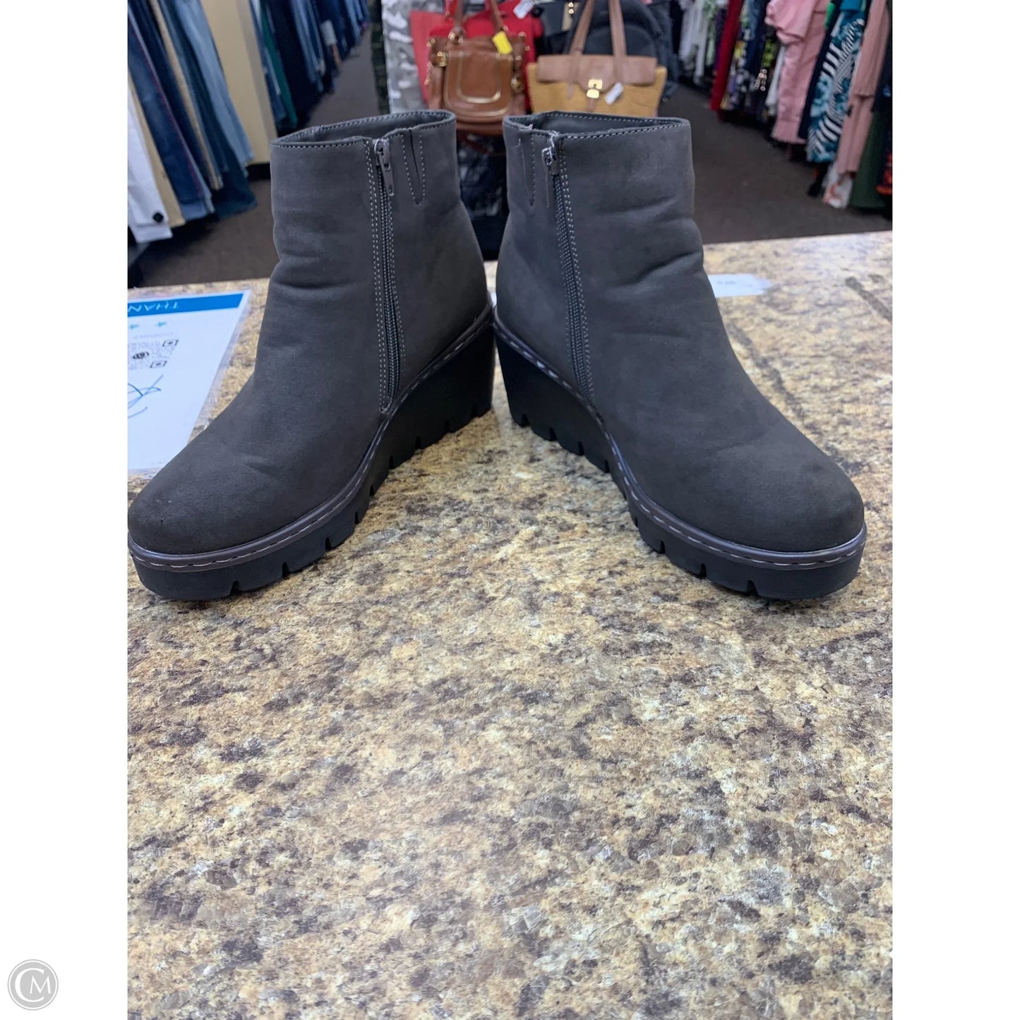 Boots Ankle Heels By Nautica In Grey, Size: 8.5