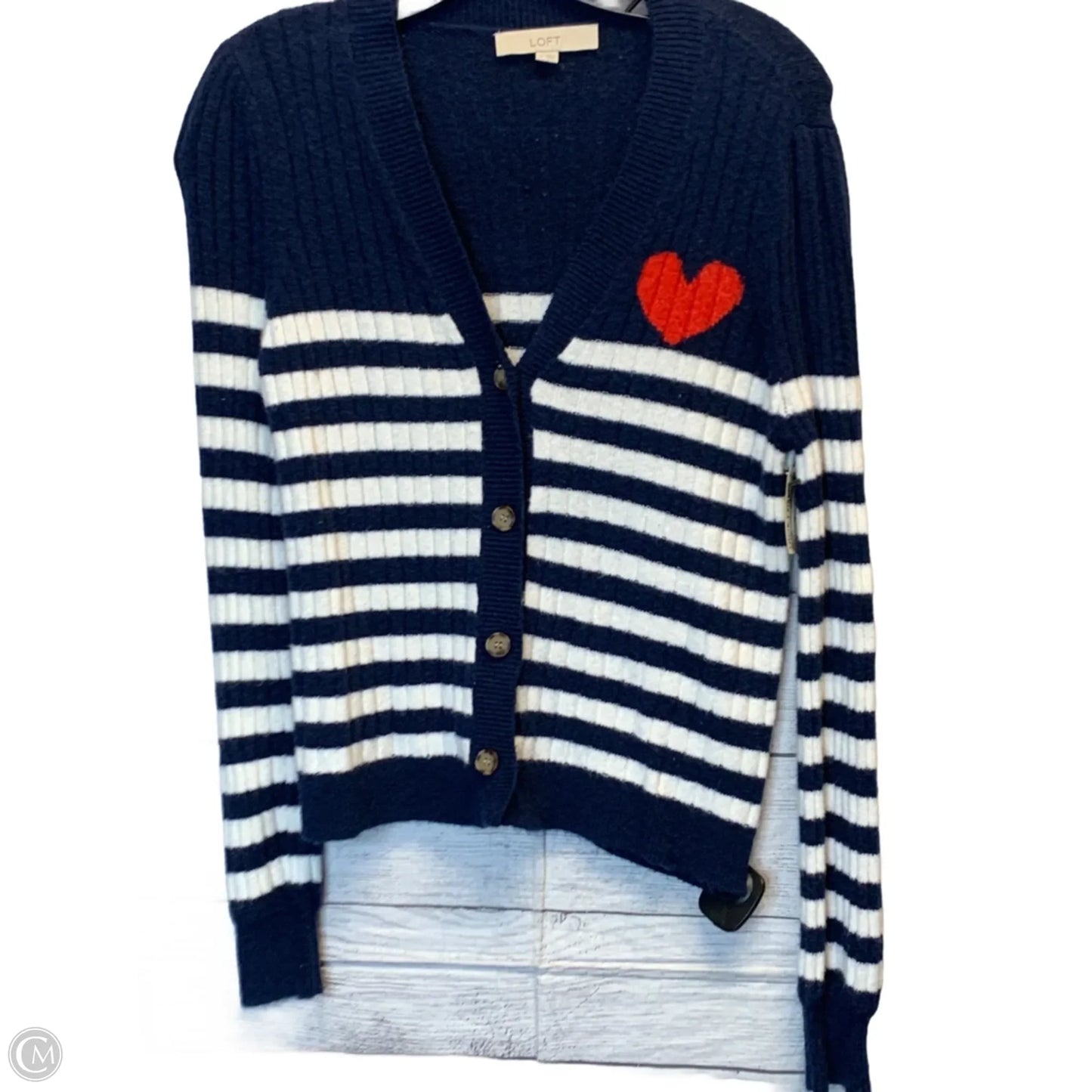 Sweater By Loft In Blue & White, Size: S
