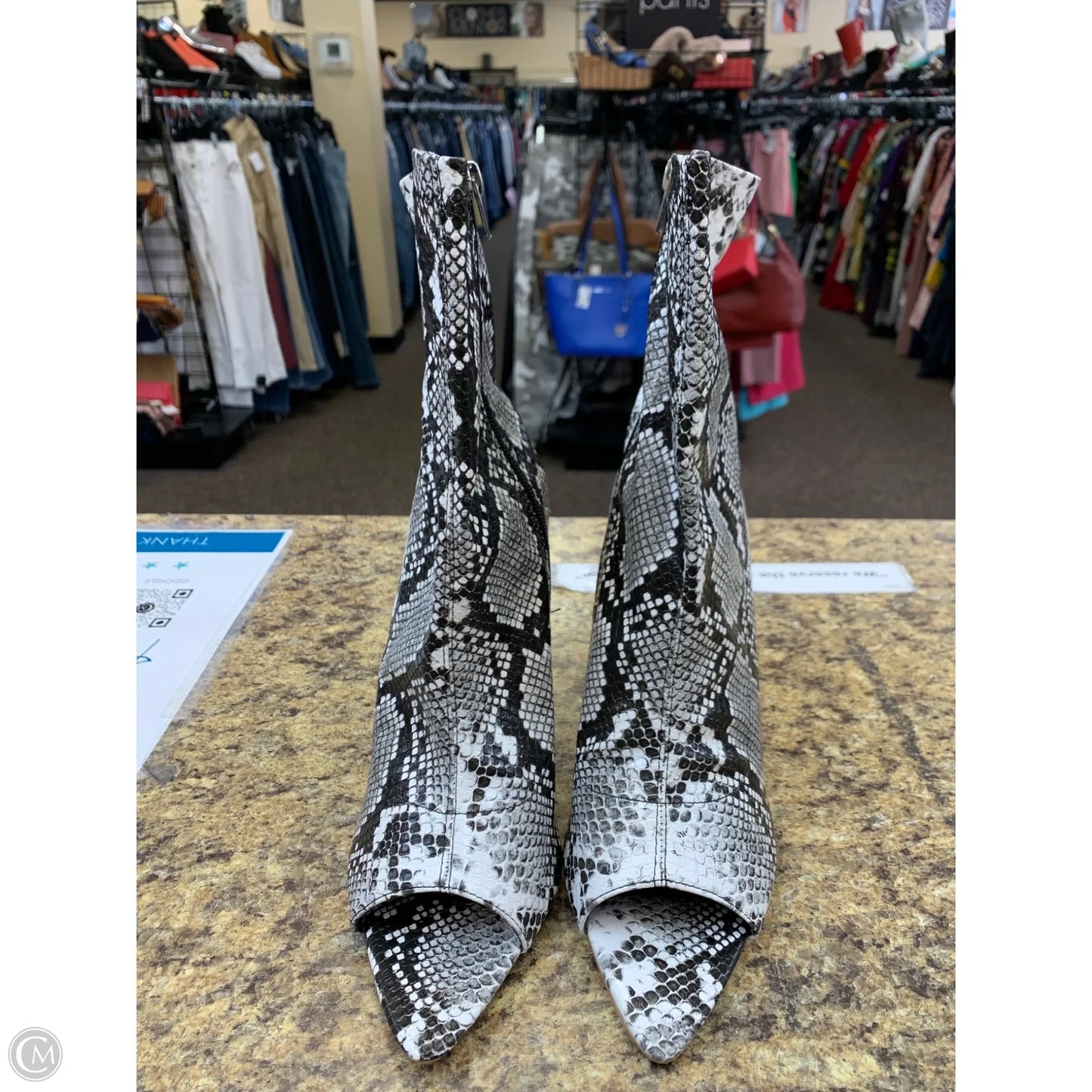 Boots Ankle Heels By Fashion Nova In Snakeskin Print, Size: 10