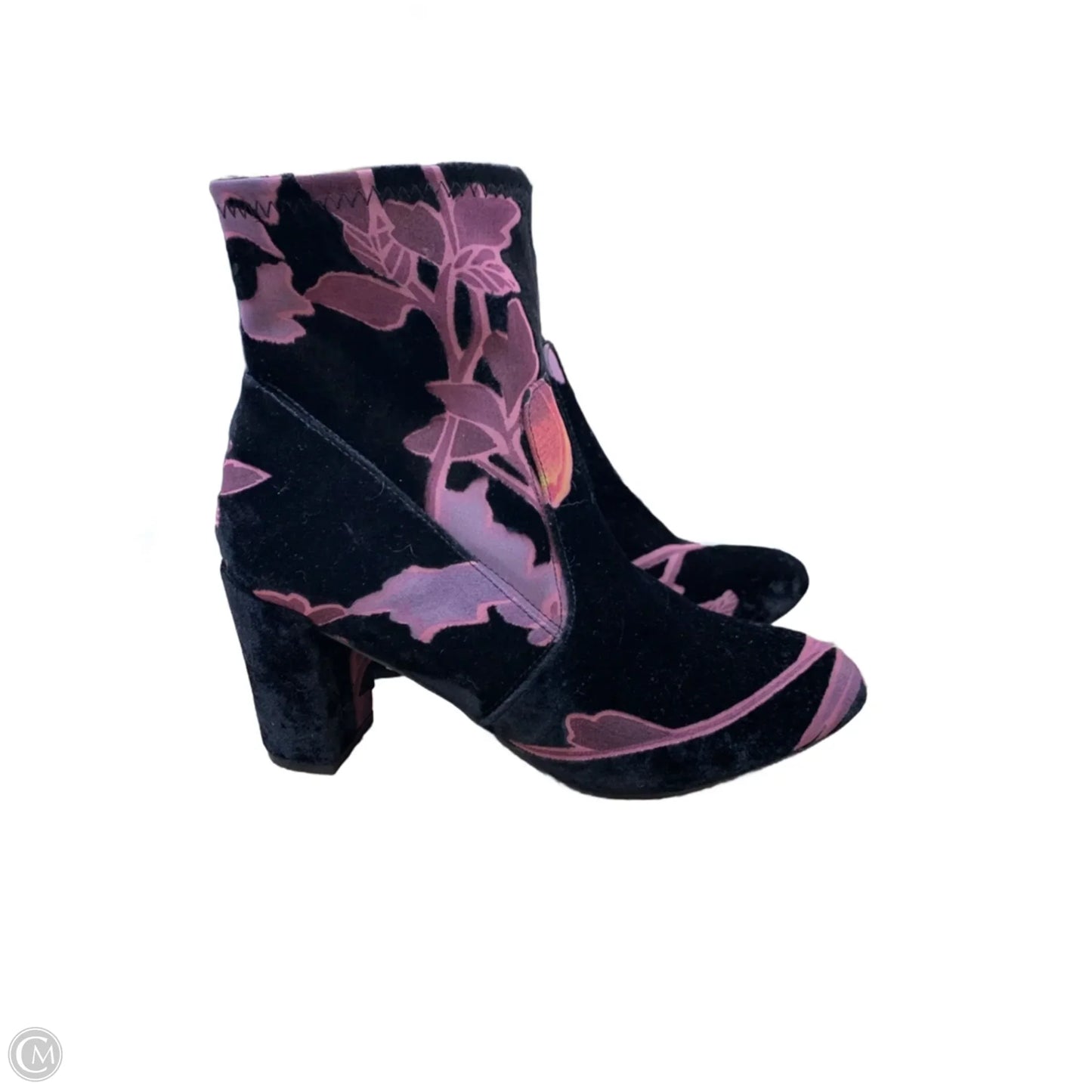 Boots Ankle Heels By Steve Madden In Black & Pink, Size: 9.5