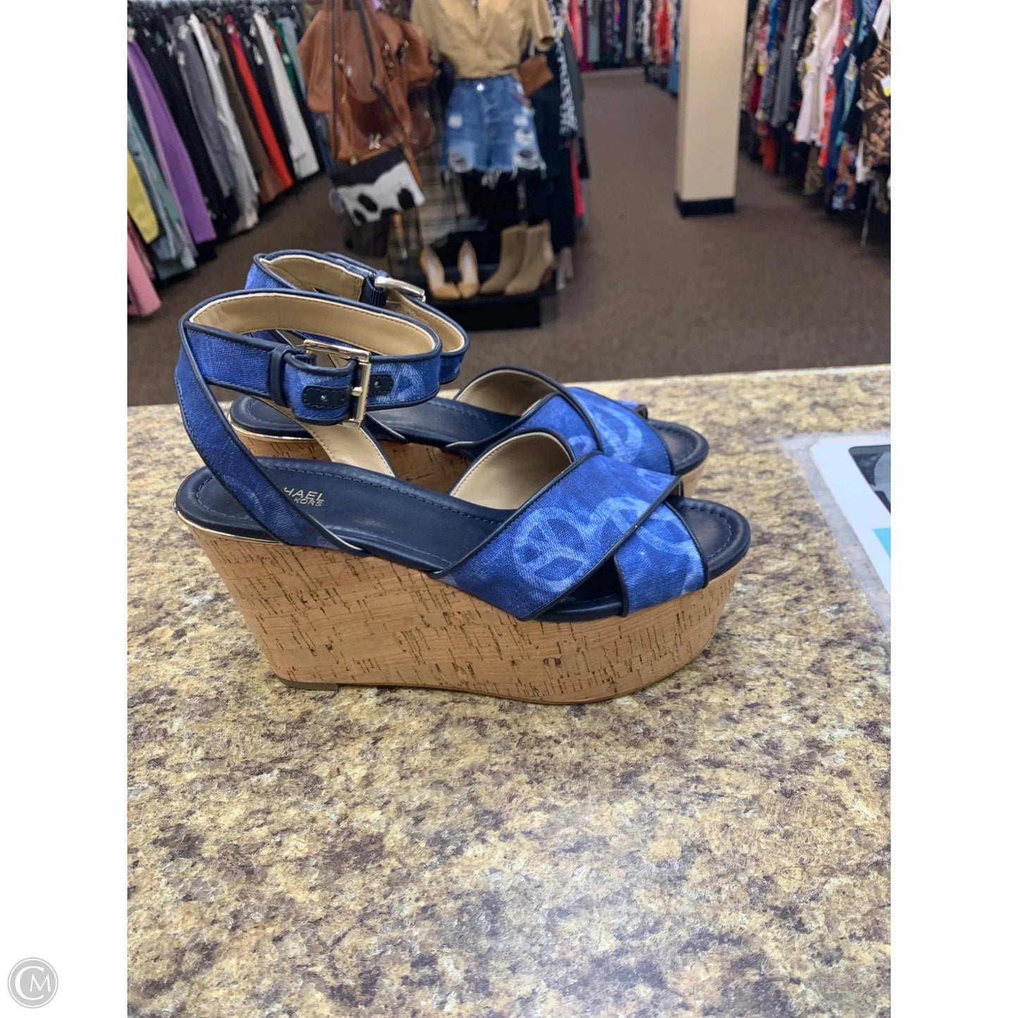 Shoes Designer By Michael Kors In Blue & Brown, Size: 8