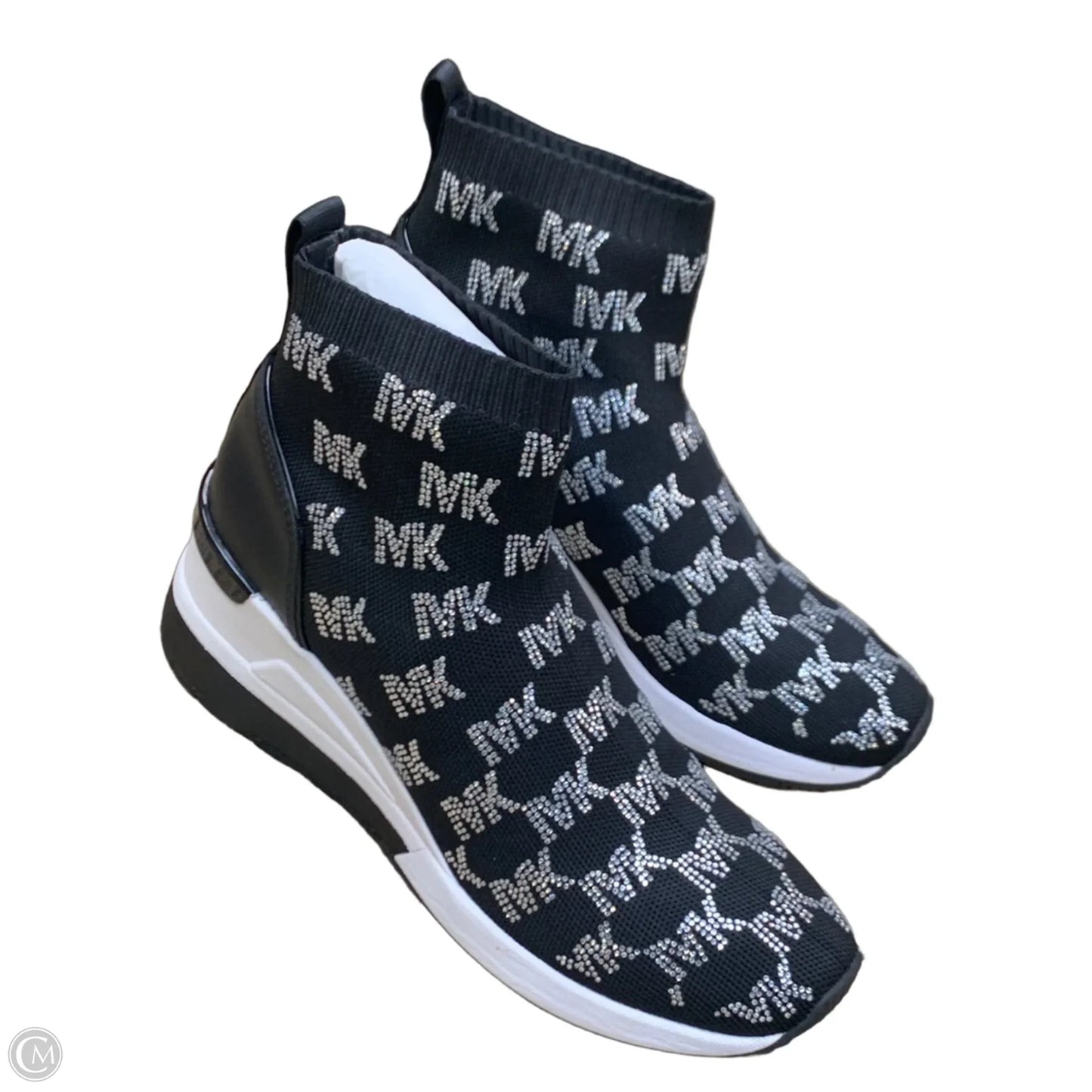 Shoes Sneakers By Michael By Michael Kors In Black & Silver, Size: 8