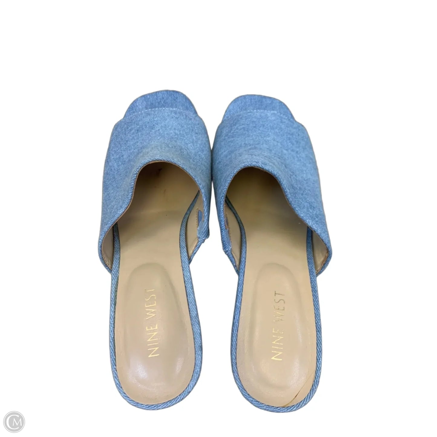 Sandals Heels Block By Nine West In Blue Denim, Size: 9