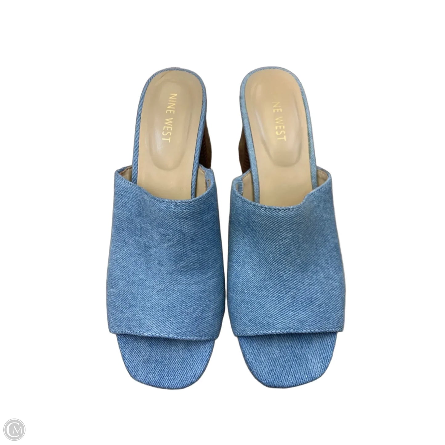 Sandals Heels Block By Nine West In Blue Denim, Size: 9