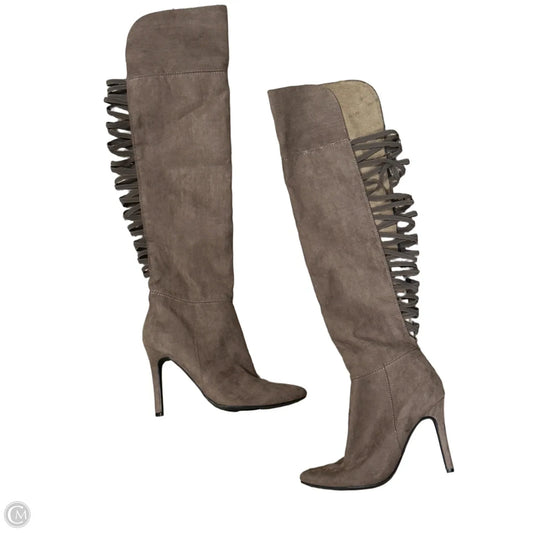 Boots Knee Heels By Anne Michelle In Taupe, Size: 8.5