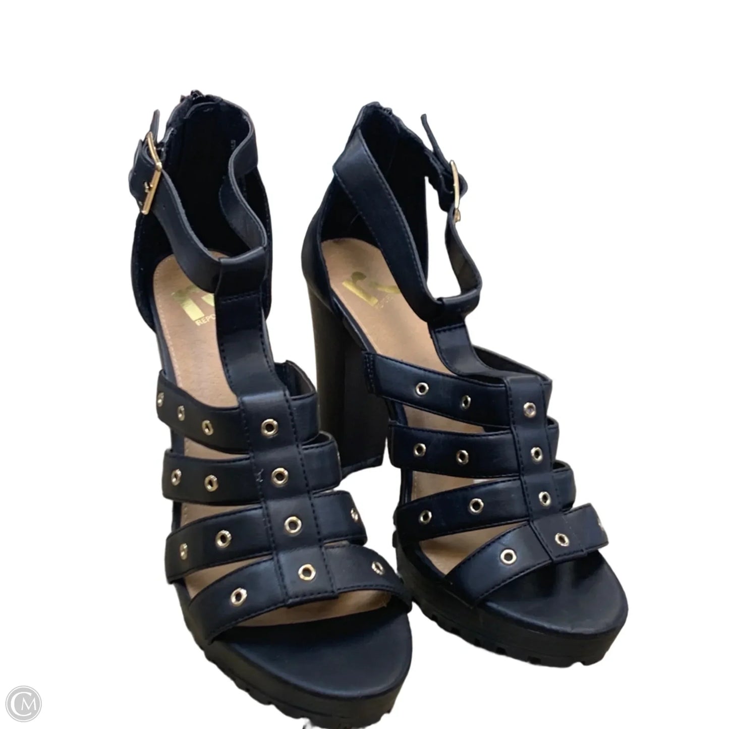 Sandals Heels Block By Report In Black, Size: 11