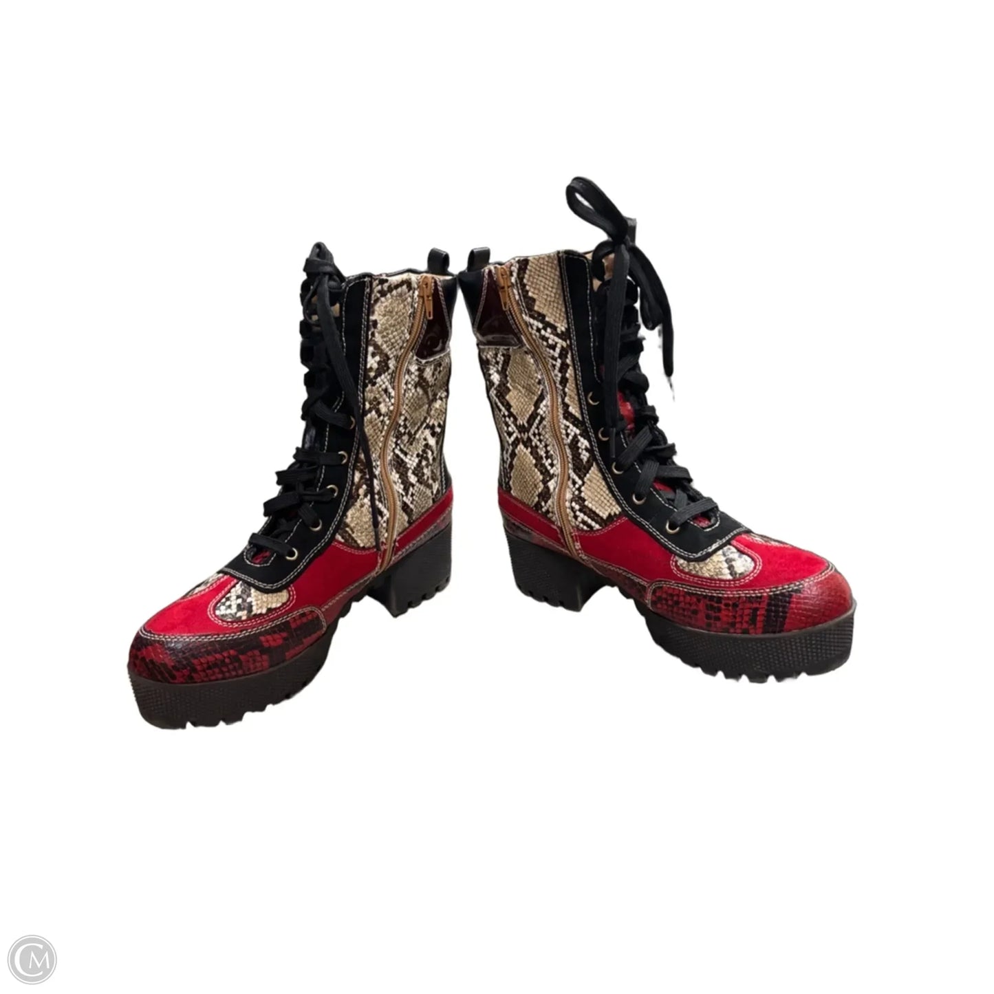 Boots Combat By Rouge In Red, Size: 10