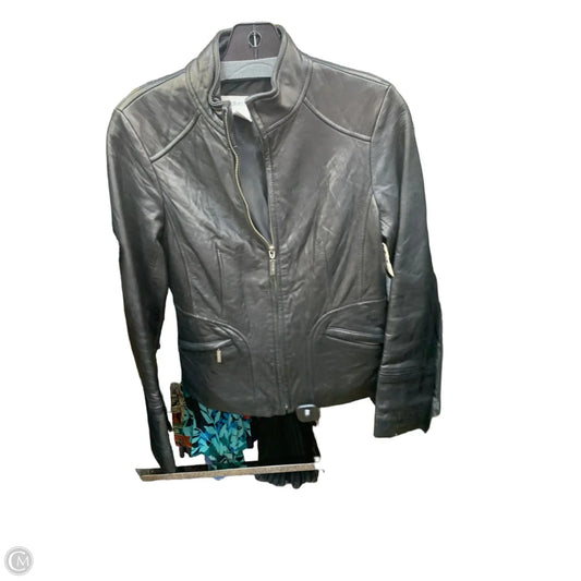 Jacket Moto Leather By Calvin Klein In Black, Size: Xs