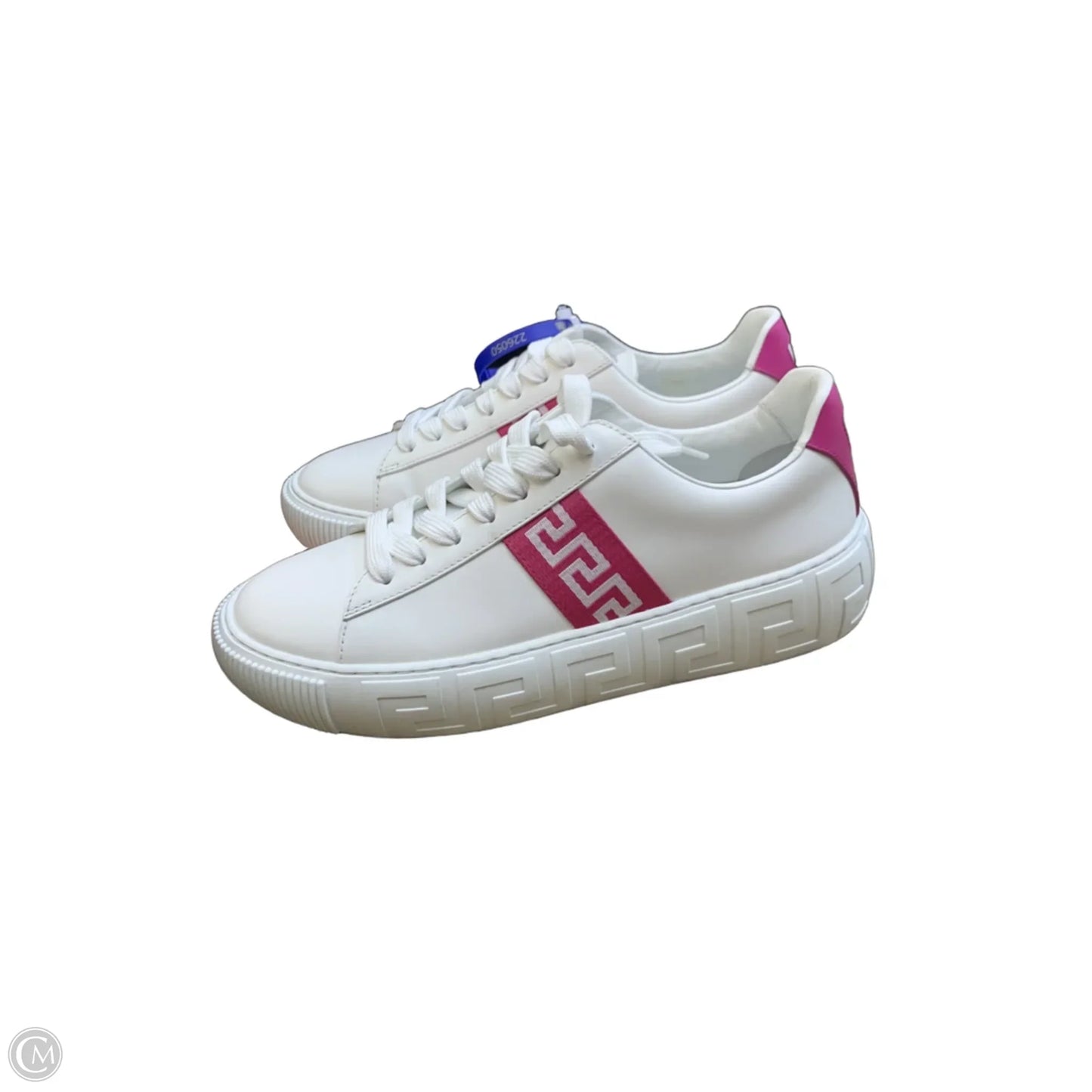 Shoes Luxury Designer By Versace In Pink & White, Size: 9