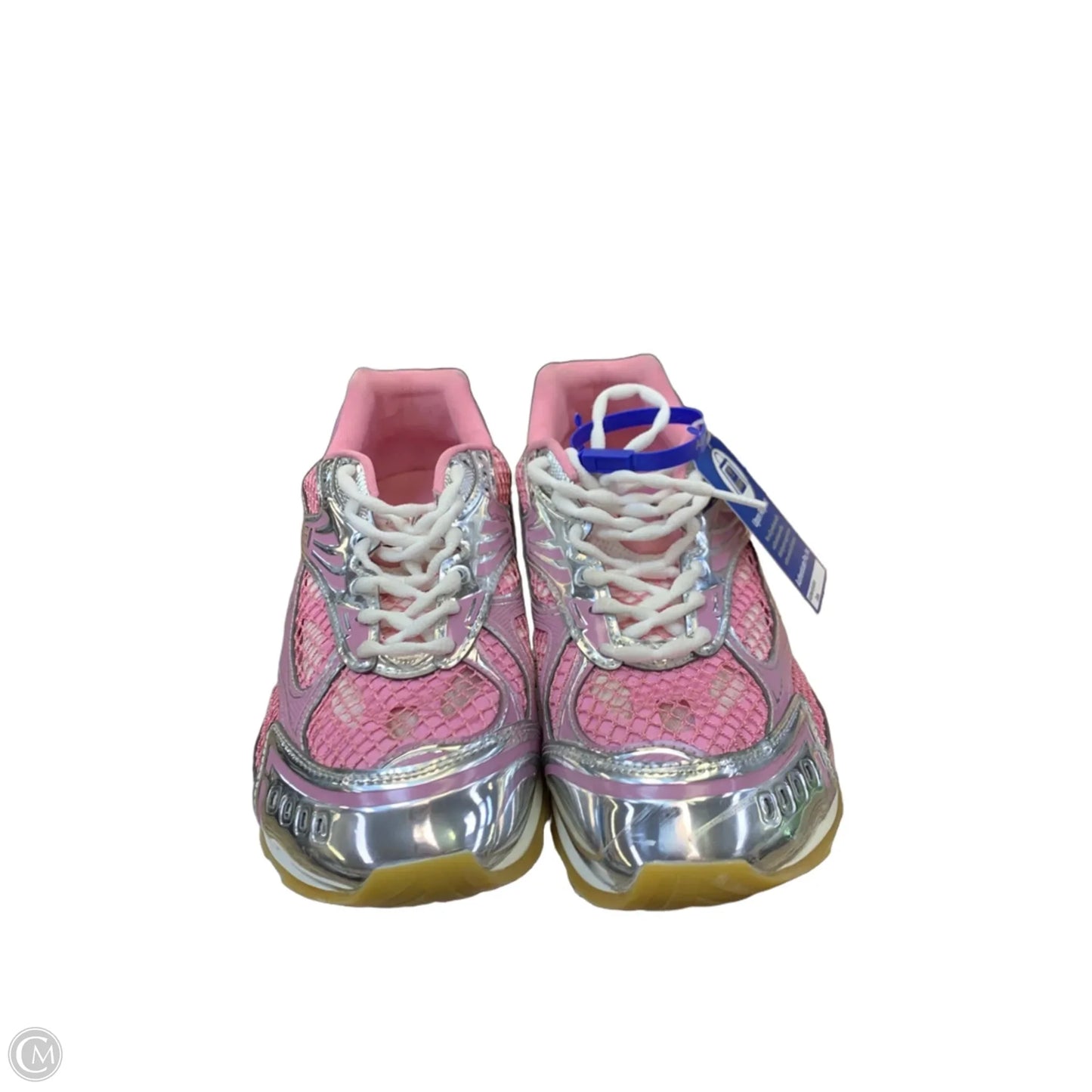 Shoes Luxury Designer By Bottega Veneta In Pink & Silver, Size: 10.5