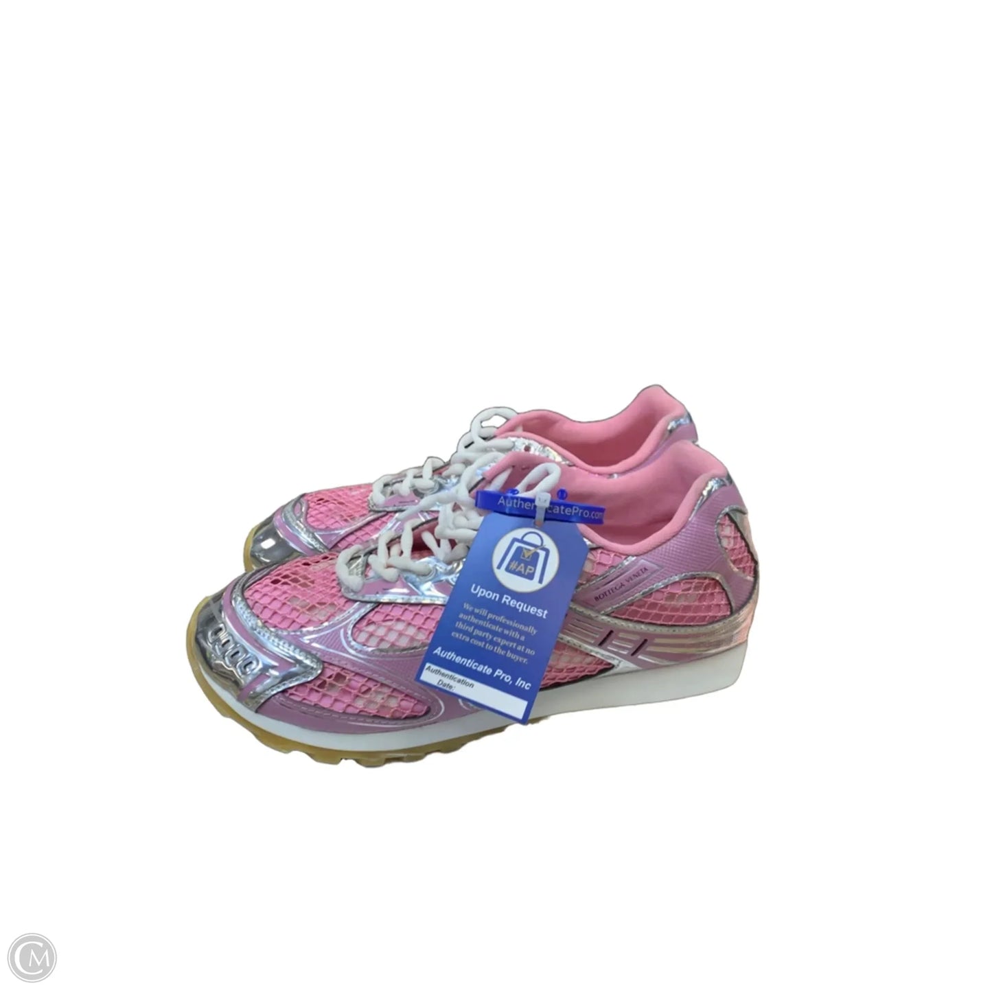 Shoes Luxury Designer By Bottega Veneta In Pink & Silver, Size: 10.5