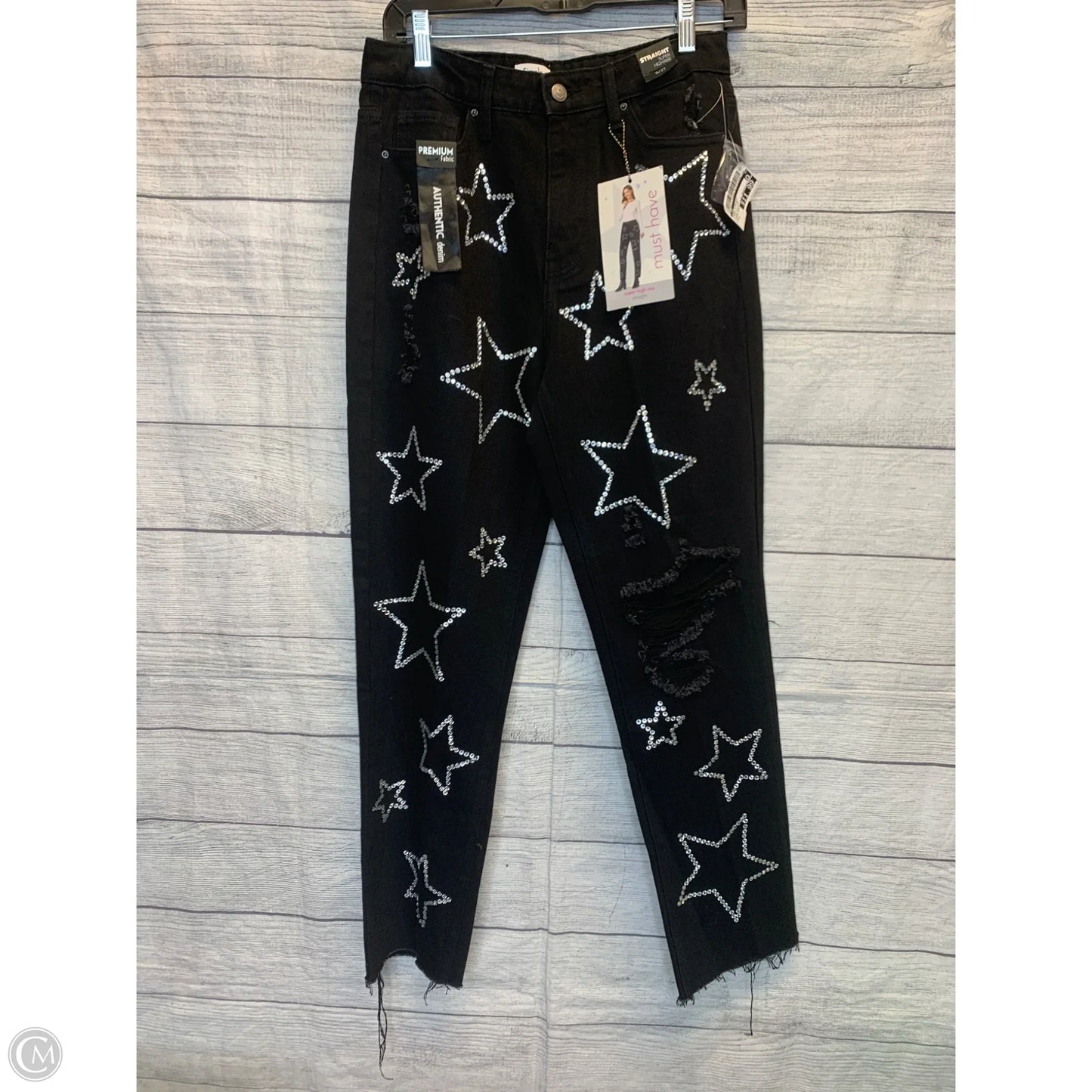 Jeans Straight By Cmf In Black & Silver, Size: 4