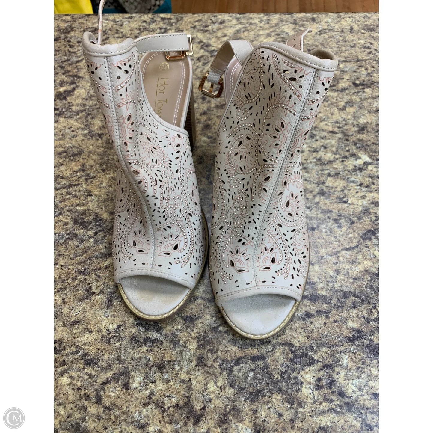 Sandals Heels Block By Cmf In Beige, Size: 12