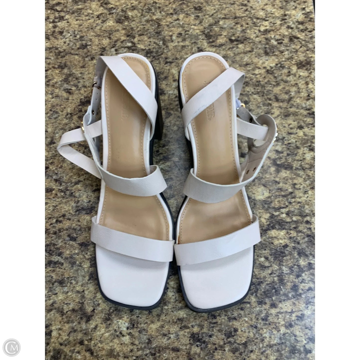 Sandals Heels Block By Just Fab In Ivory, Size: 12