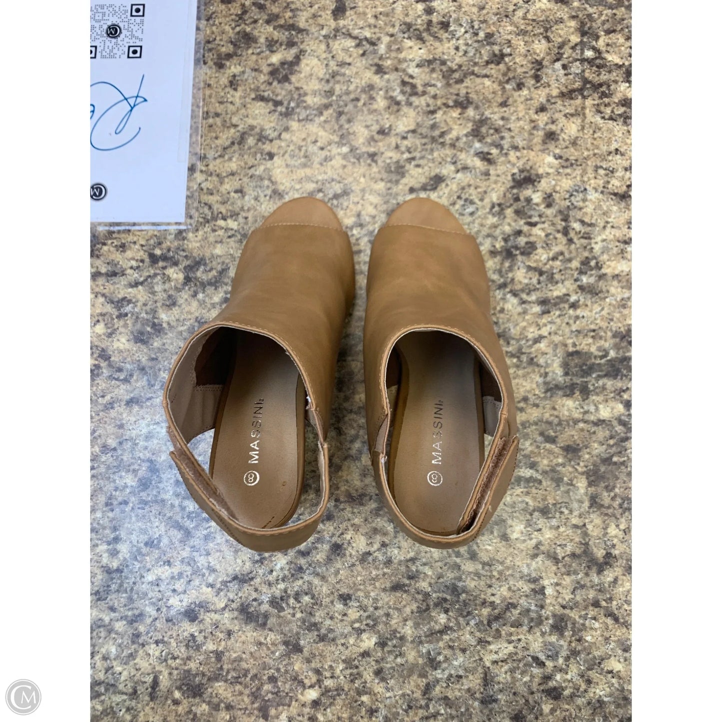 Shoes Heels Block By Massini In Tan, Size: 8