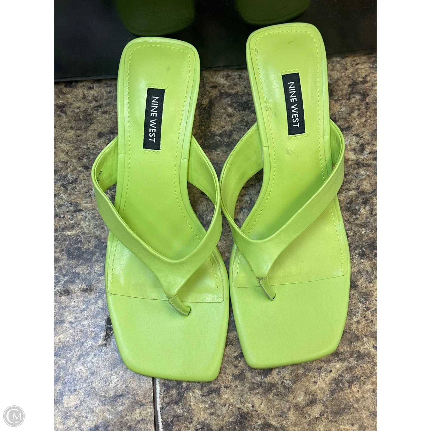 Sandals Heels Kitten By Nine West In Chartreuse, Size: 8