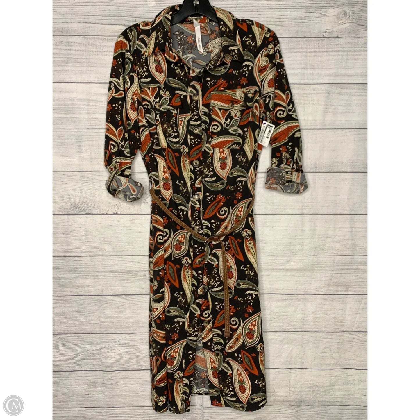 Dress Casual Midi By Ny Collection In Black & Orange, Size: M