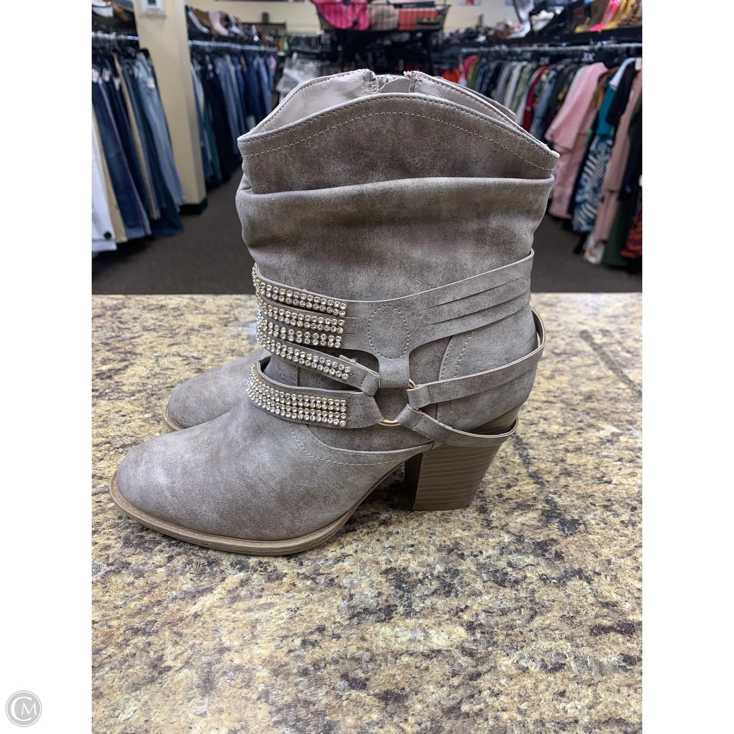 Boots Ankle Heels By Daisy Fuentes In Taupe, Size: 8.5