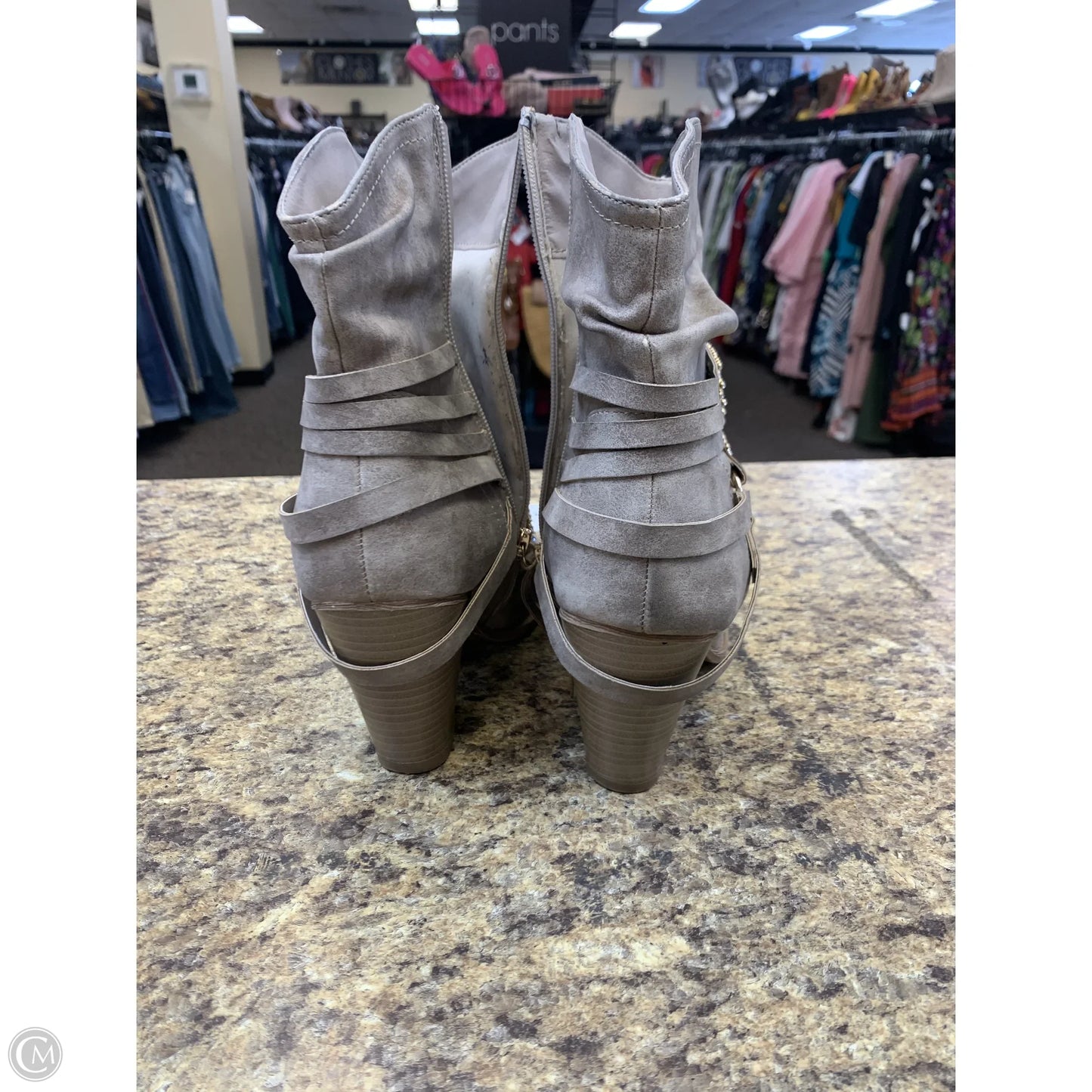 Boots Ankle Heels By Daisy Fuentes In Taupe, Size: 8.5