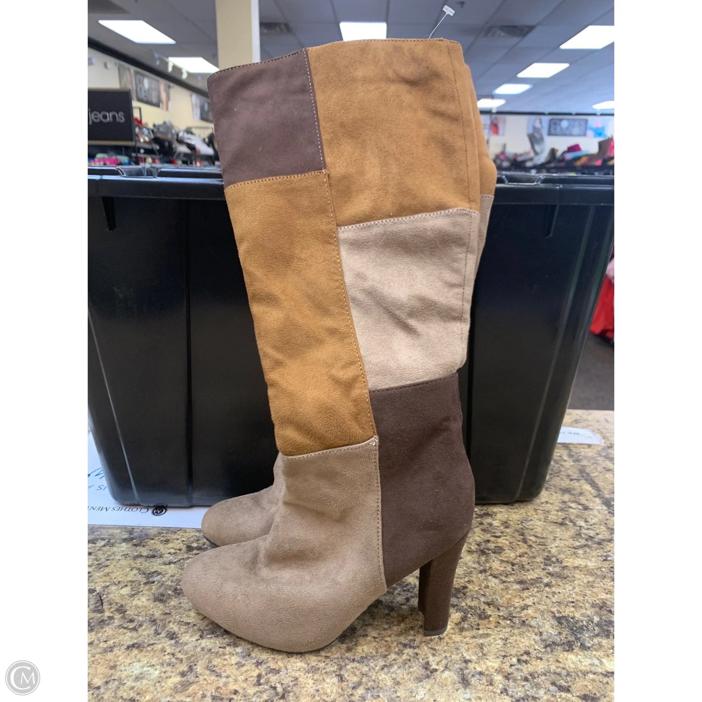 Boots Knee Heels By Cato In Brown, Size: 7