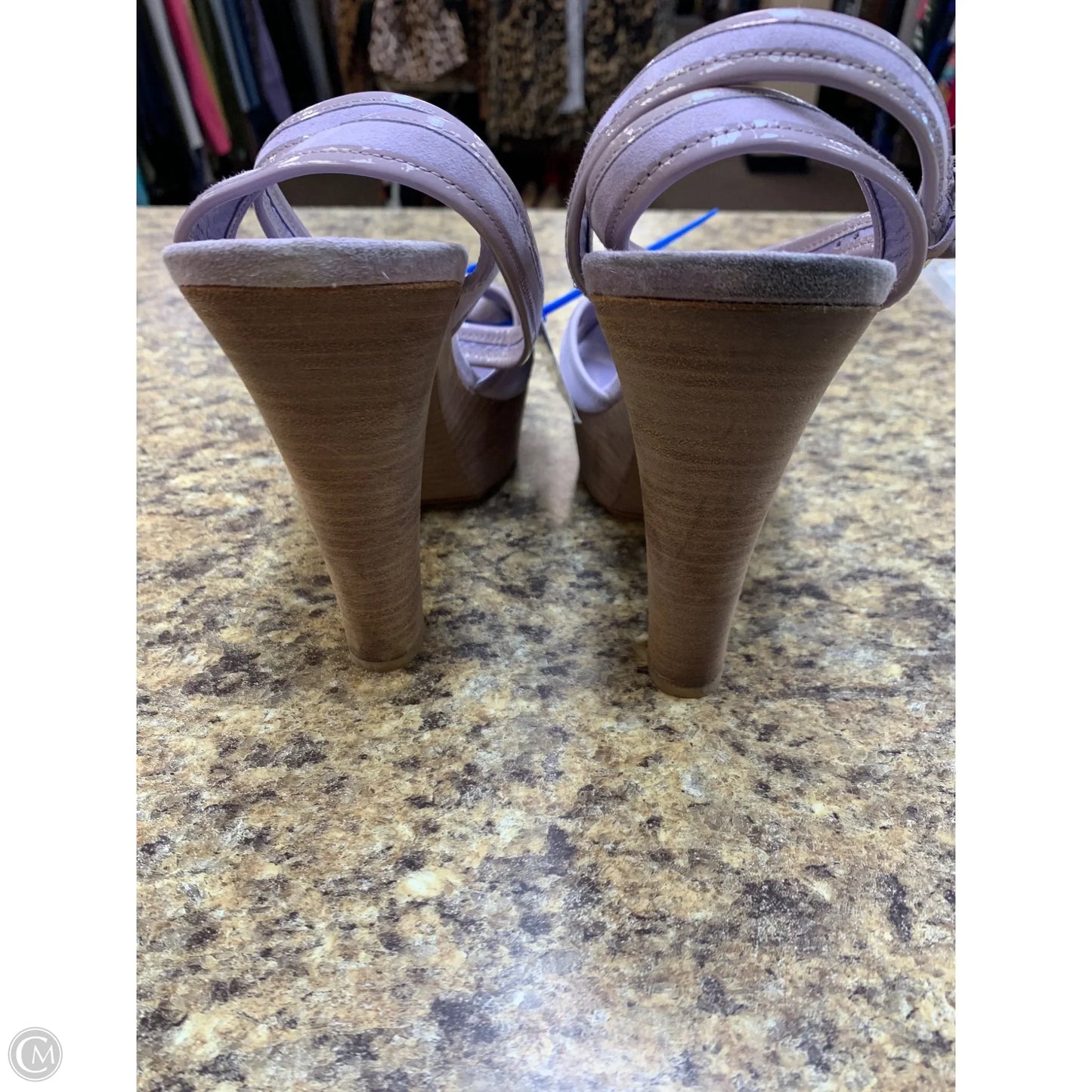 Sandals Luxury Designer By Gucci In Purple & Tan, Size: 9