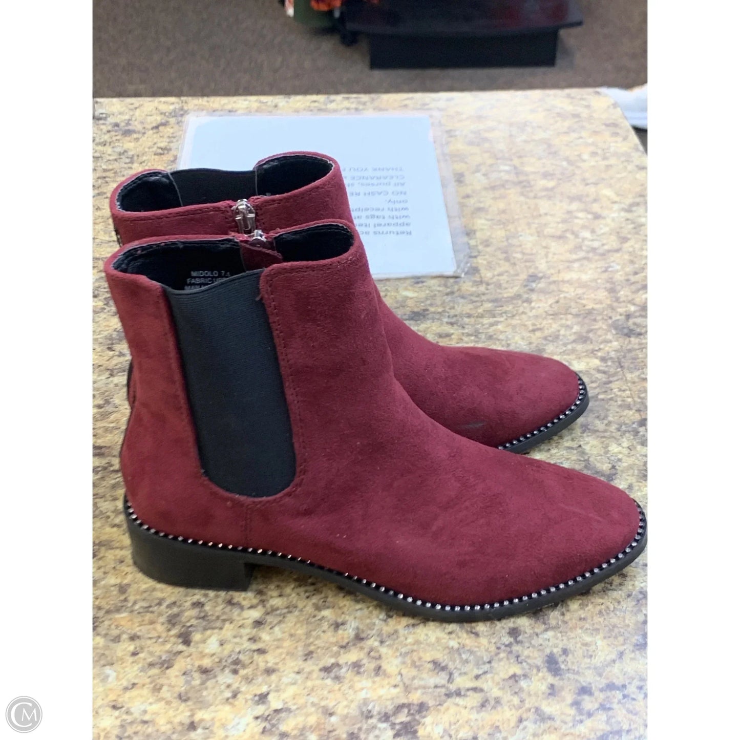 Boots Ankle Flats By Bebe In Maroon, Size: 7.5