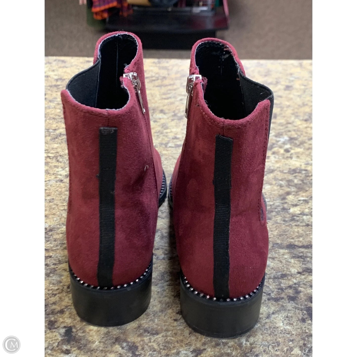 Boots Ankle Flats By Bebe In Maroon, Size: 7.5