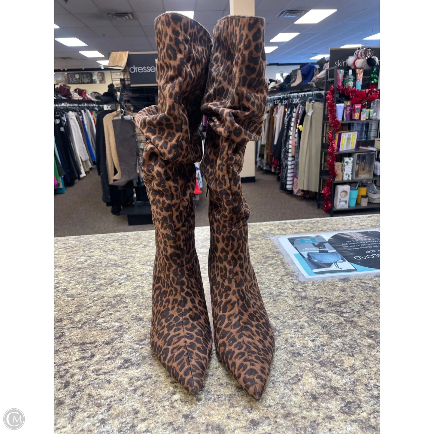 Boots Mid-calf Heels By Time And Tru In Leopard Print, Size: 8