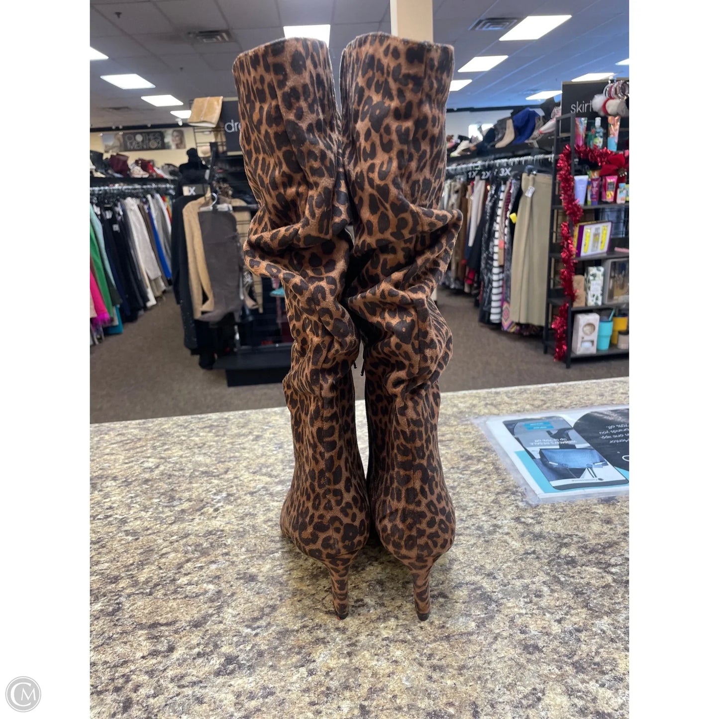 Boots Mid-calf Heels By Time And Tru In Leopard Print, Size: 8