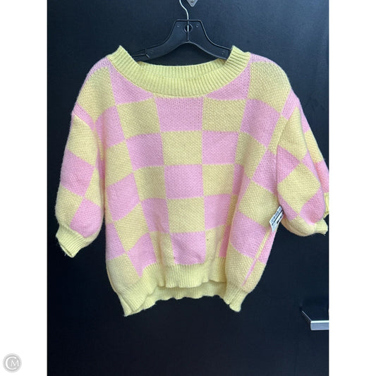 Sweater Short Sleeve By Cmf In Pink & Yellow, Size: L