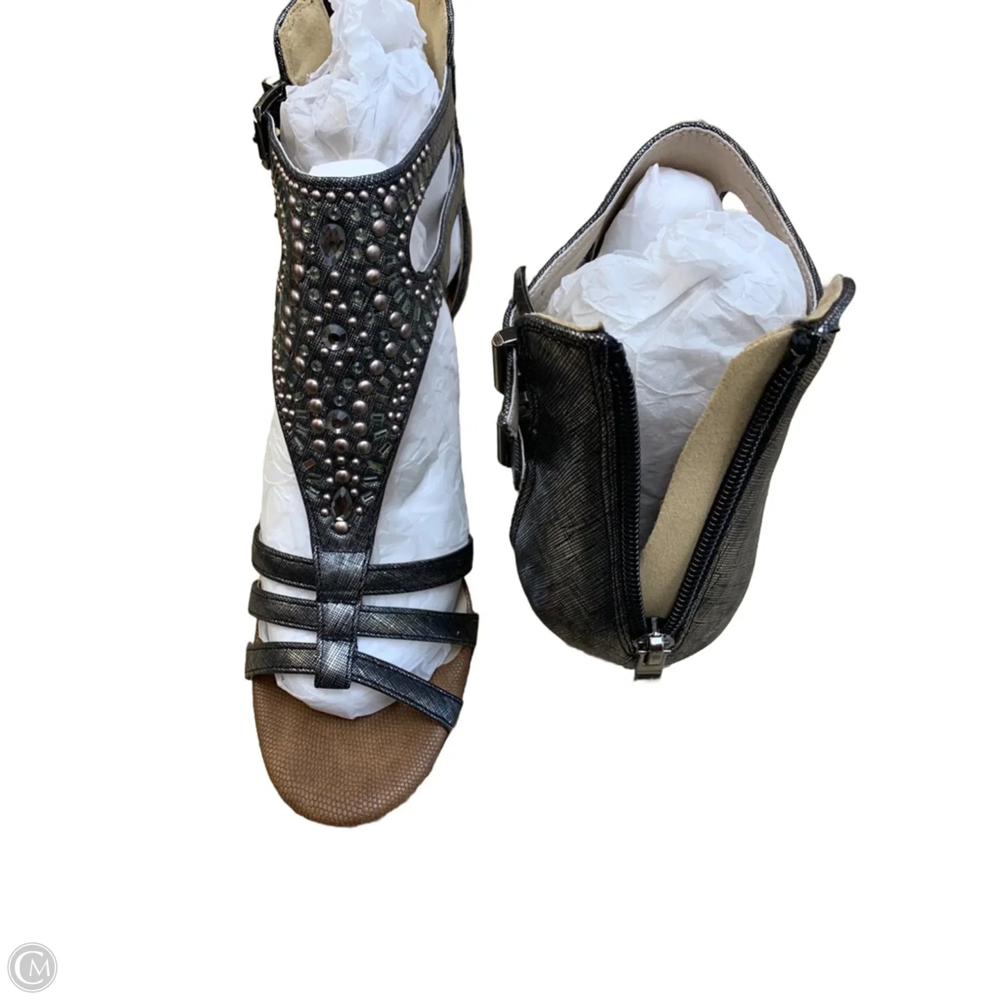 Sandals Heels Wedge By Cmf In Grey, Size: 8