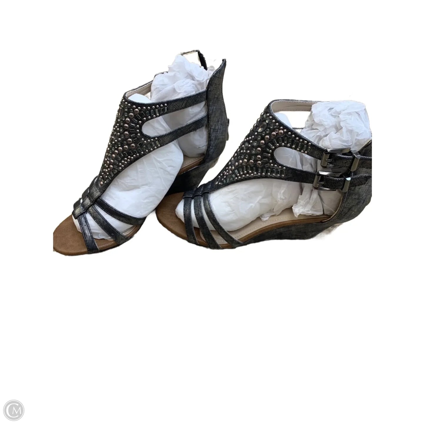 Sandals Heels Wedge By Cmf In Grey, Size: 8